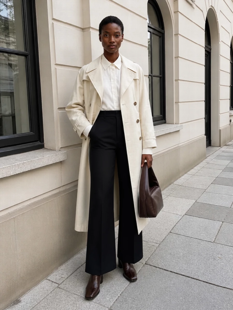 Mm6 trench wide leg trousers ankle boots