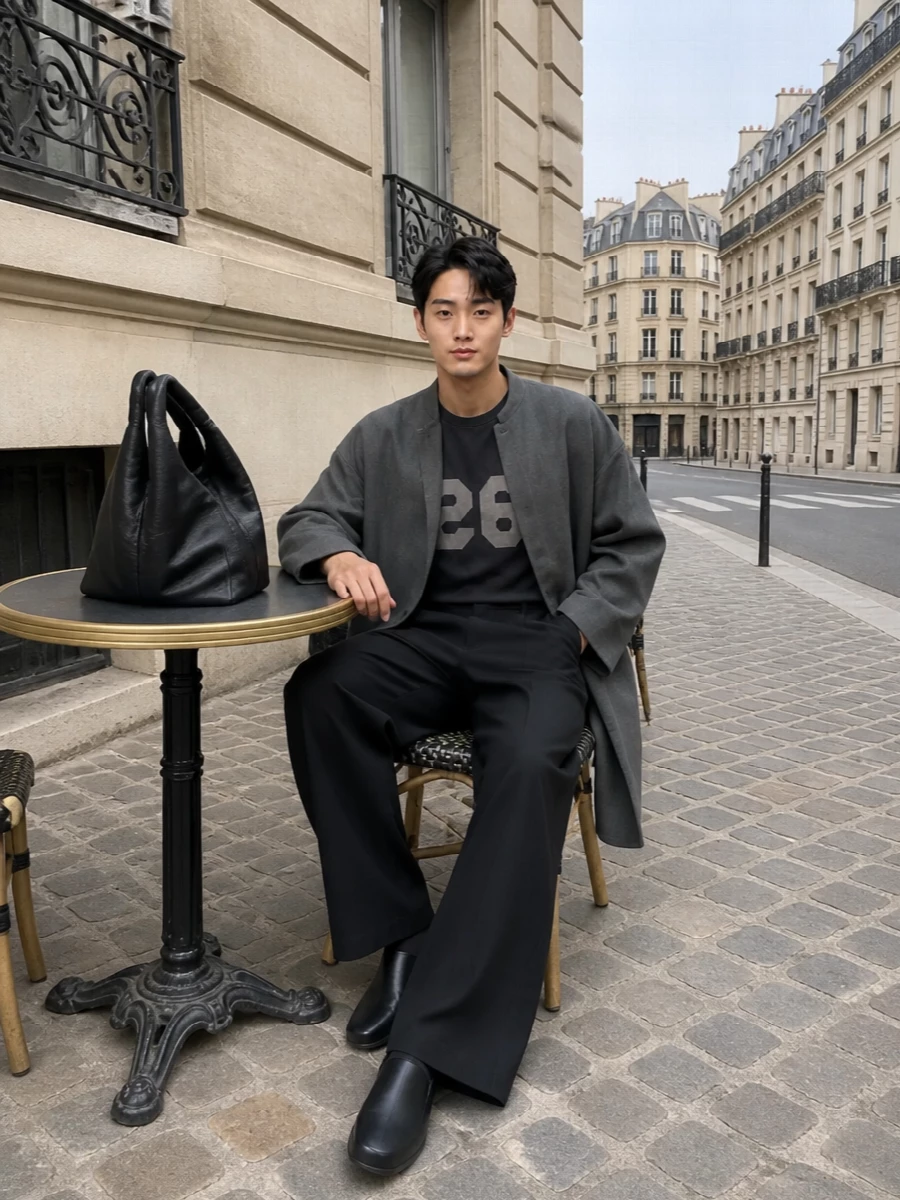 Fear of god coat wide leg trousers mules