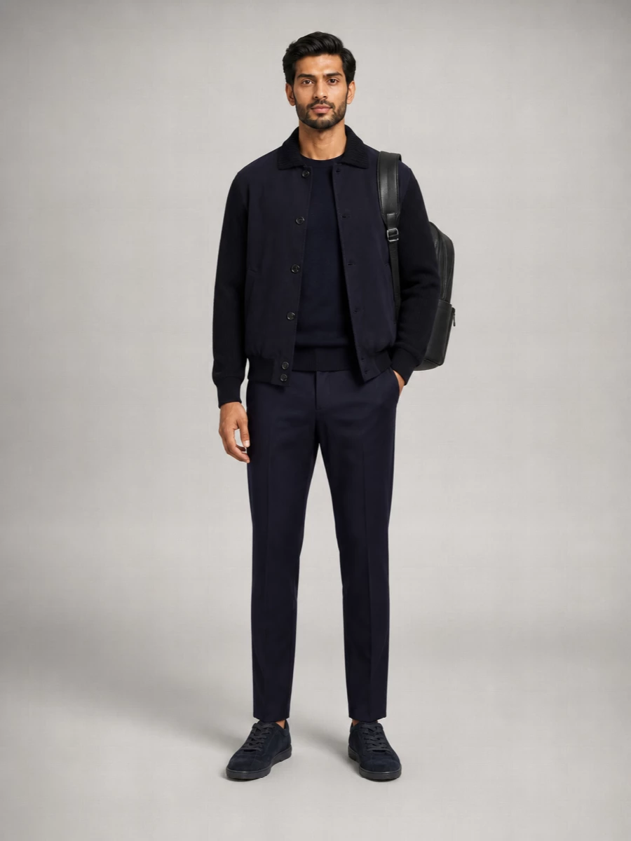 Brioni Leather Ribbed-Collar Single-Breasted Jacket