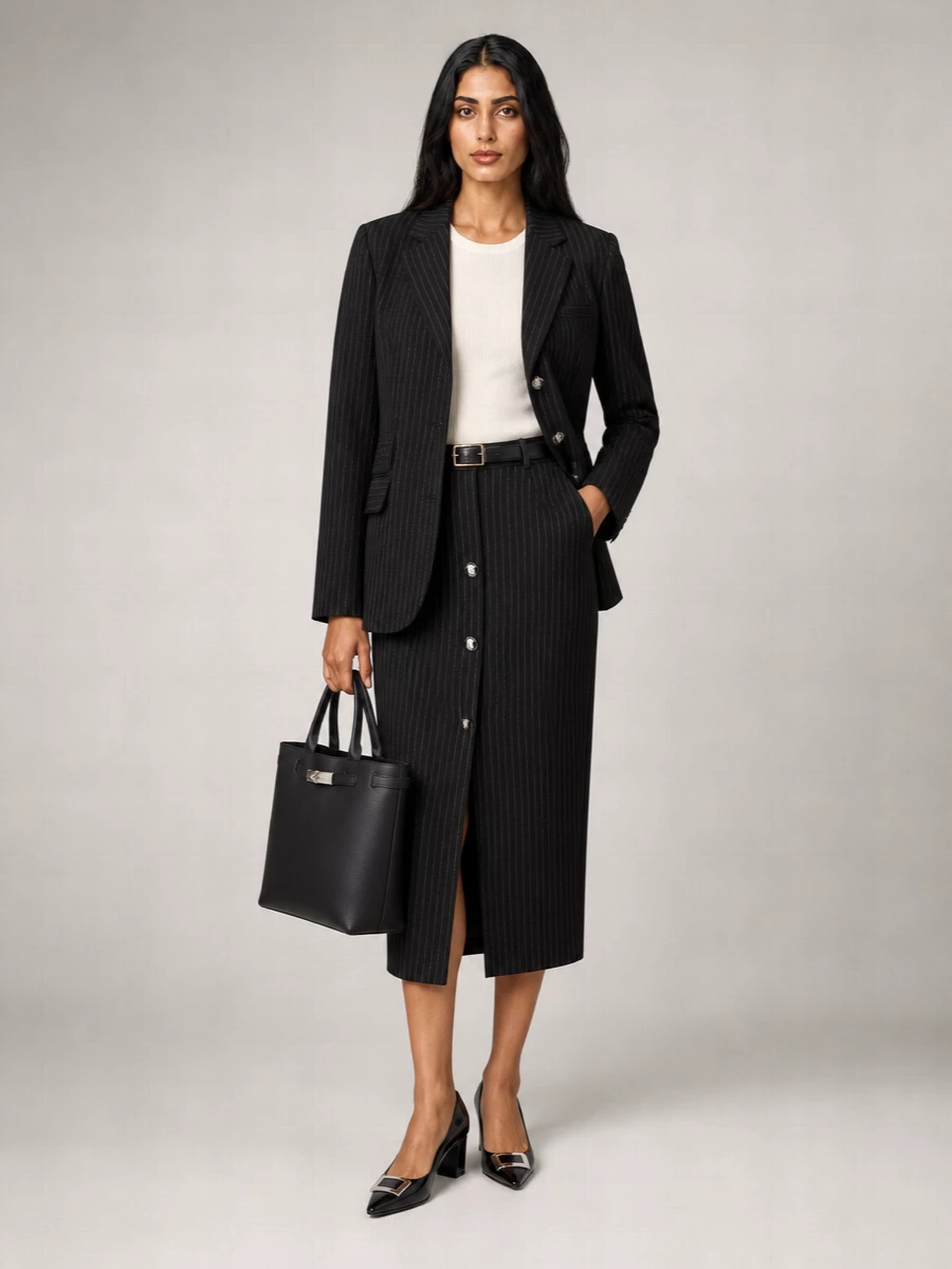 Elisabetta Franchi Virgin Wool Slim-Fit Midi Skirt