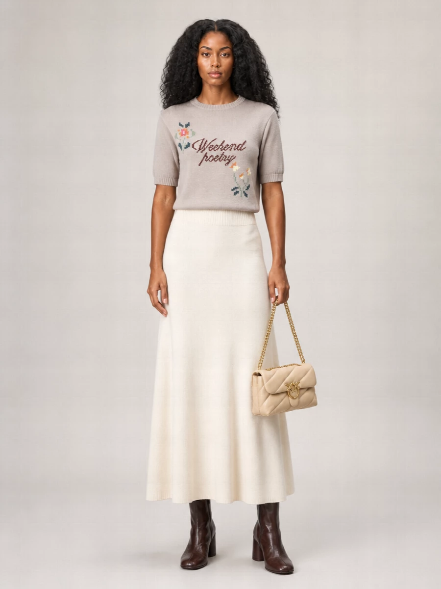 Weekend Max Mara Cotton Intarsia Short-Sleeve Sweater