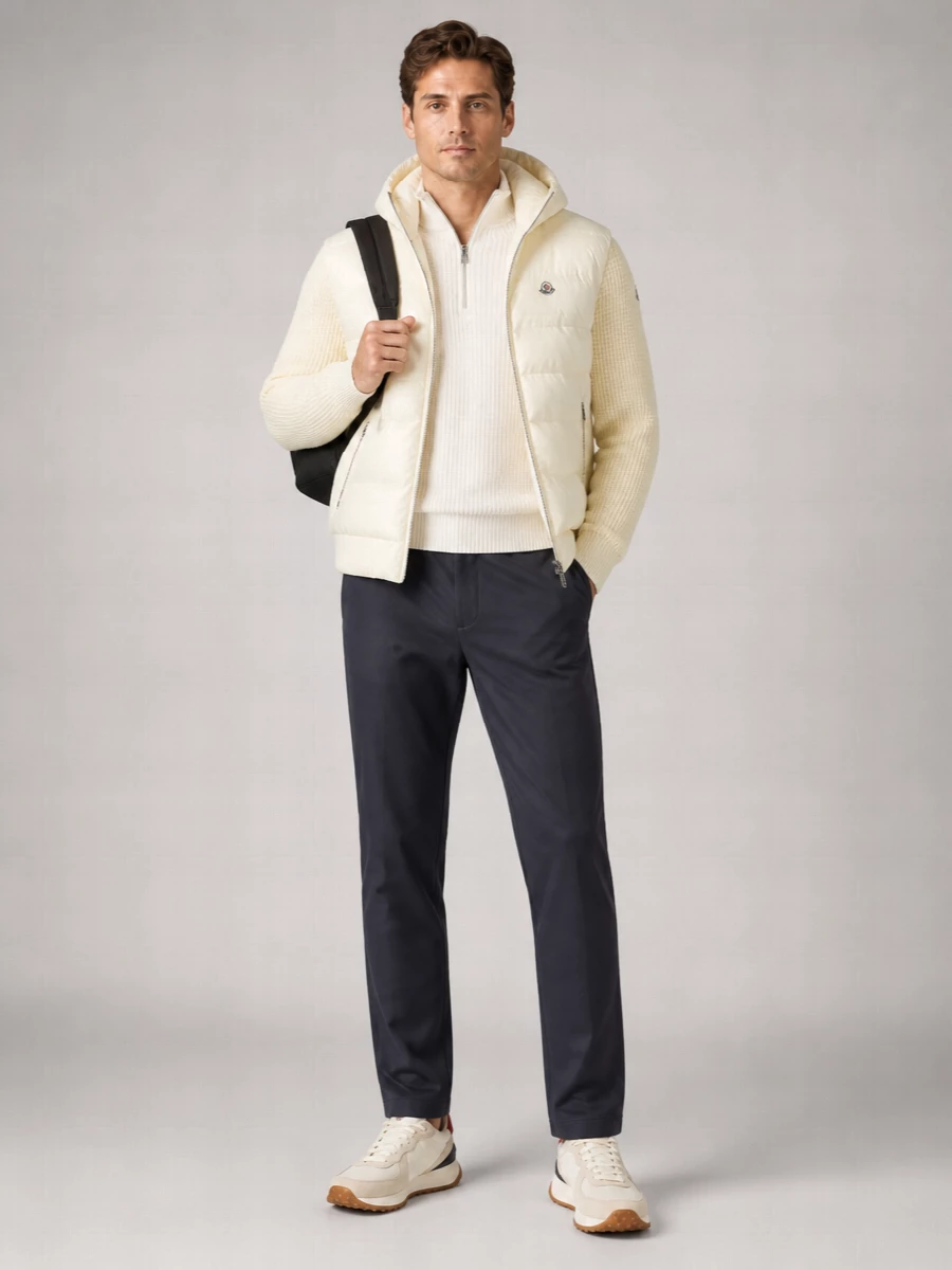 Moncler Cashmere Wool Quilted Hooded Jacket