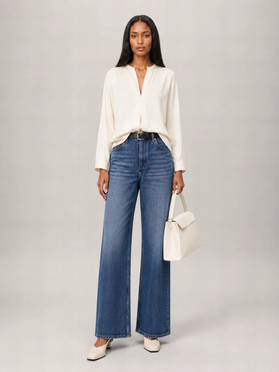 Studio Nicholson Denim Mid-Rise Wide-Leg Jeans