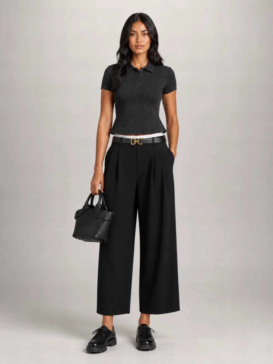 Alexander Wang Denim Short Sleeve Polo Shirt