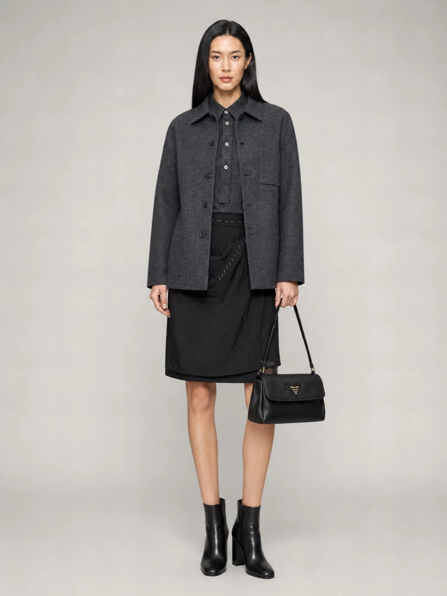 Prada Cashmere Wool Felted Fitted Jacket