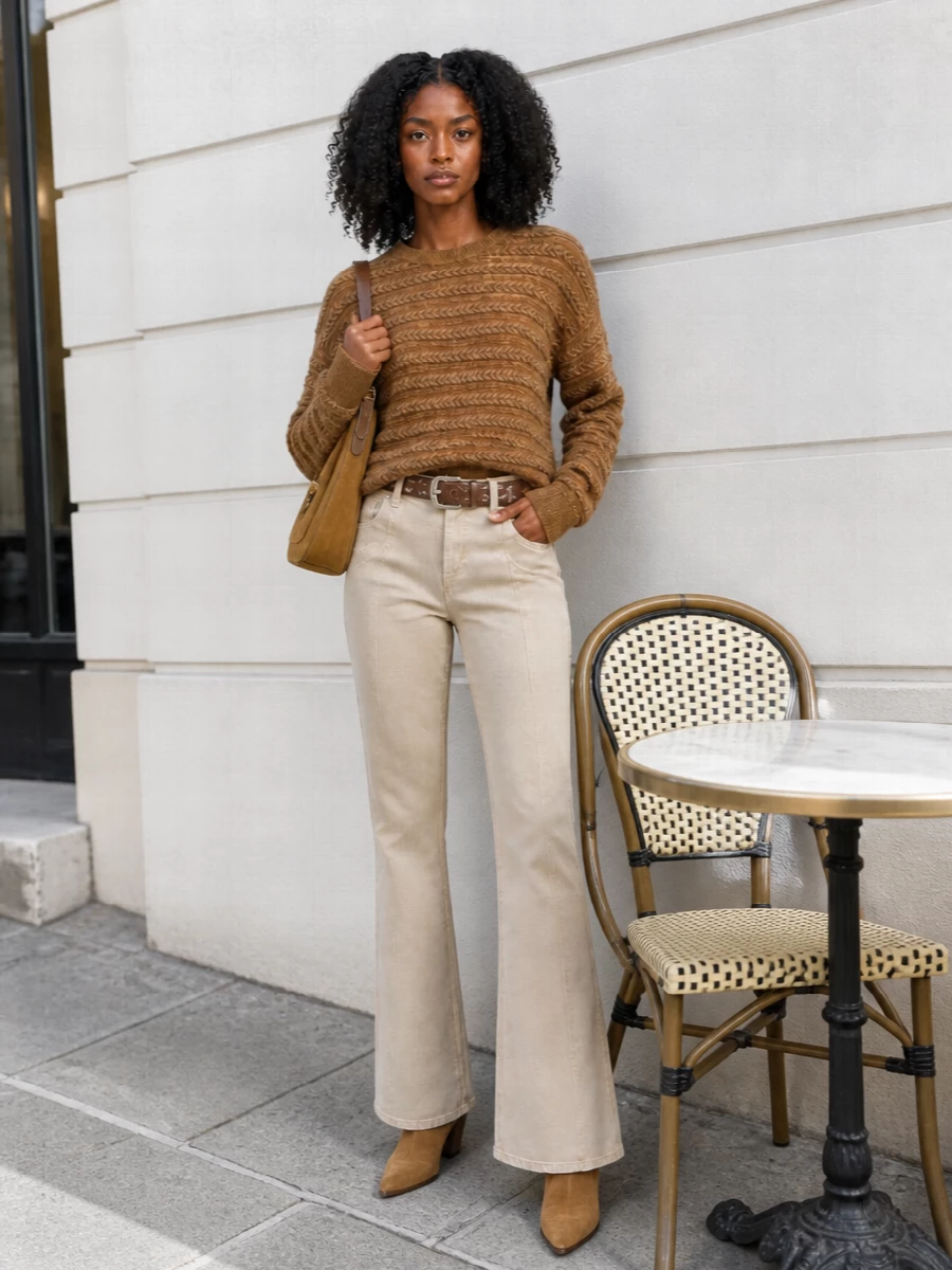 Isabel marant etoile sweater flared trousers outfit
