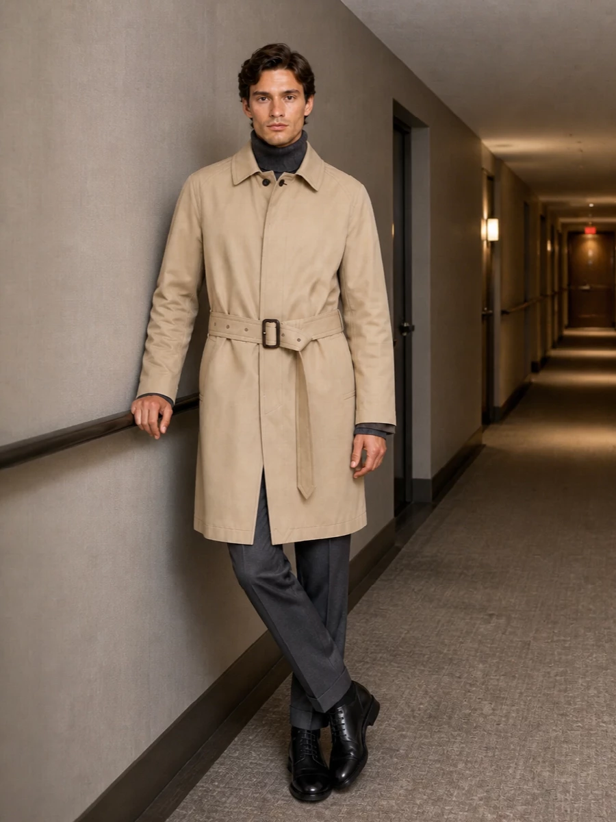 Maison margiela trench charcoal turtleneck boots
