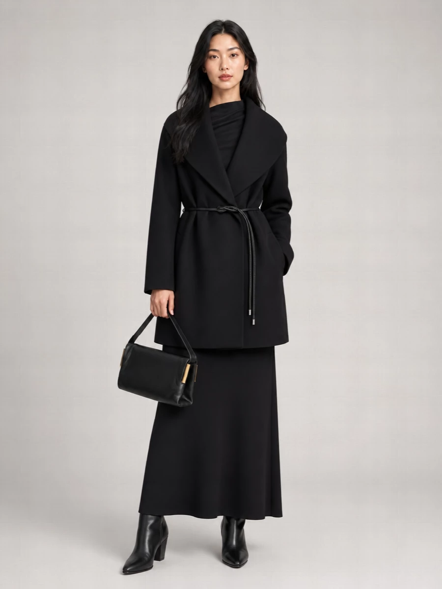 Sportmax Virgin Wool Belted Single-Breasted Coat