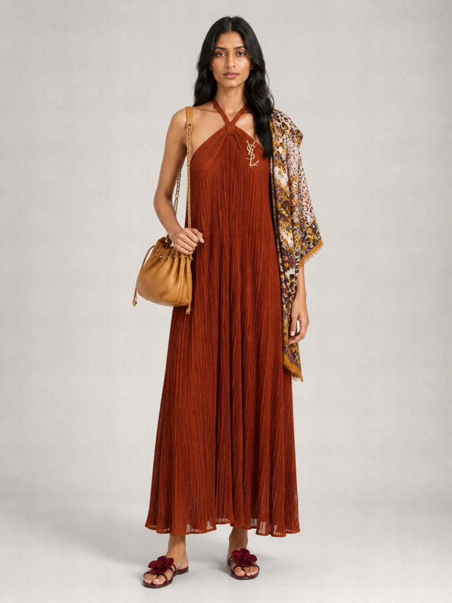 Zimmermann Metallic Halterneck Beach Dress
