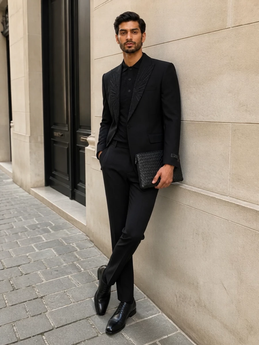 Balmain beaded dinner jacket black tie outfit