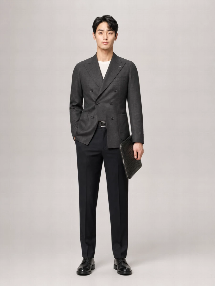 Zegna Cotton Linen Straight Leg Trousers