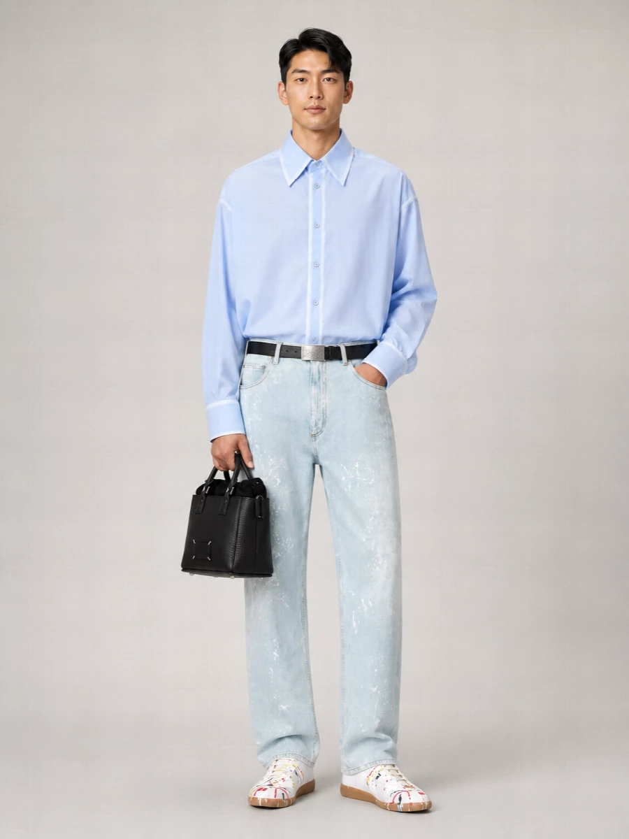 Mm6 Maison Margiela Denim Splatter-Print Straight-Leg Jeans