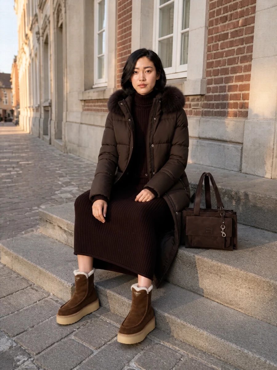 Bottega veneta knit dress moorer puffer coat