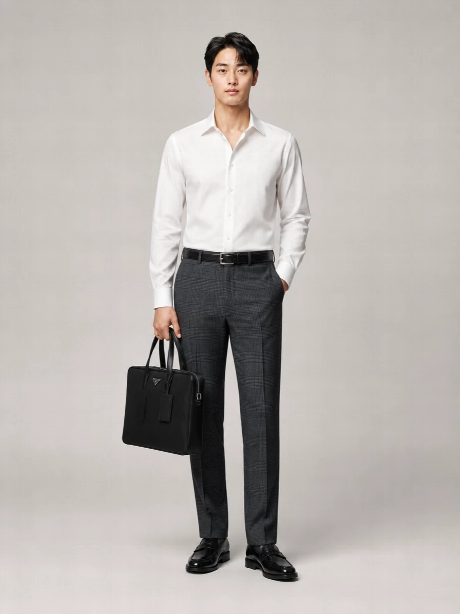 Prada Virgin Wool Prince Of Wales Check Tailored Straight-Leg Trousers