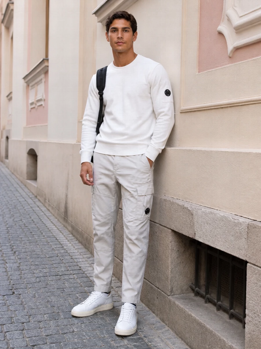 Cp company sweatshirt light stone cargo outfit