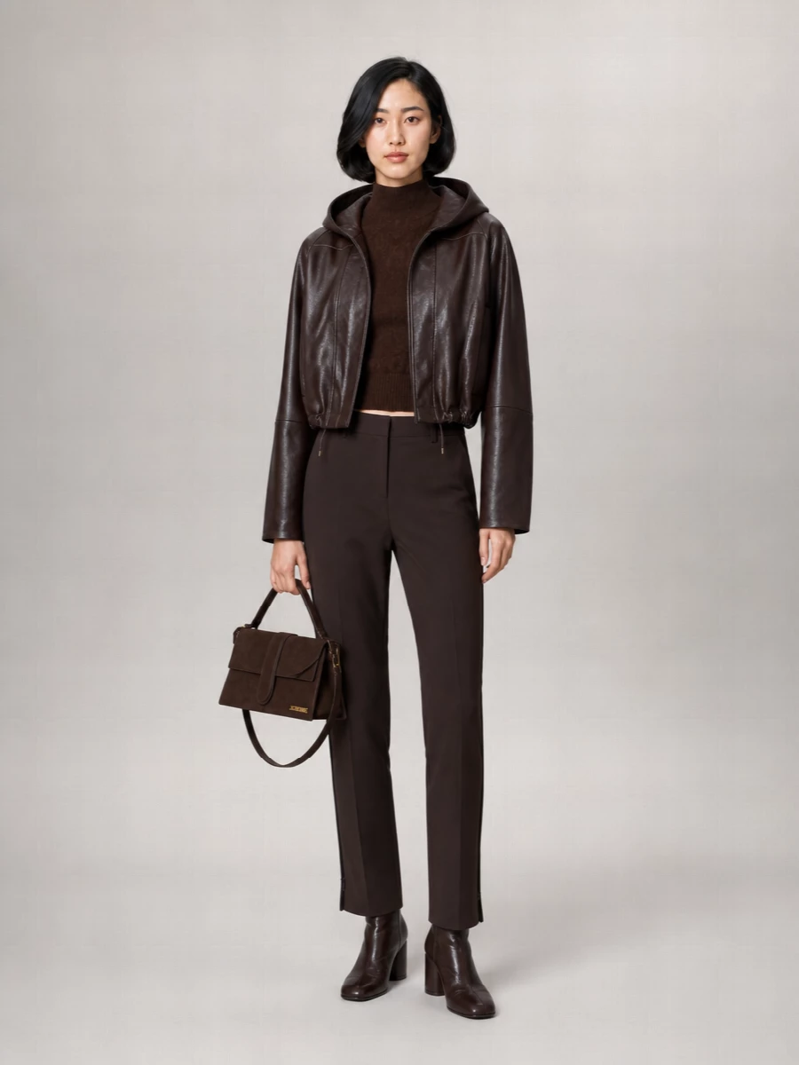 Sportmax leather hooded quilted bomber jacket