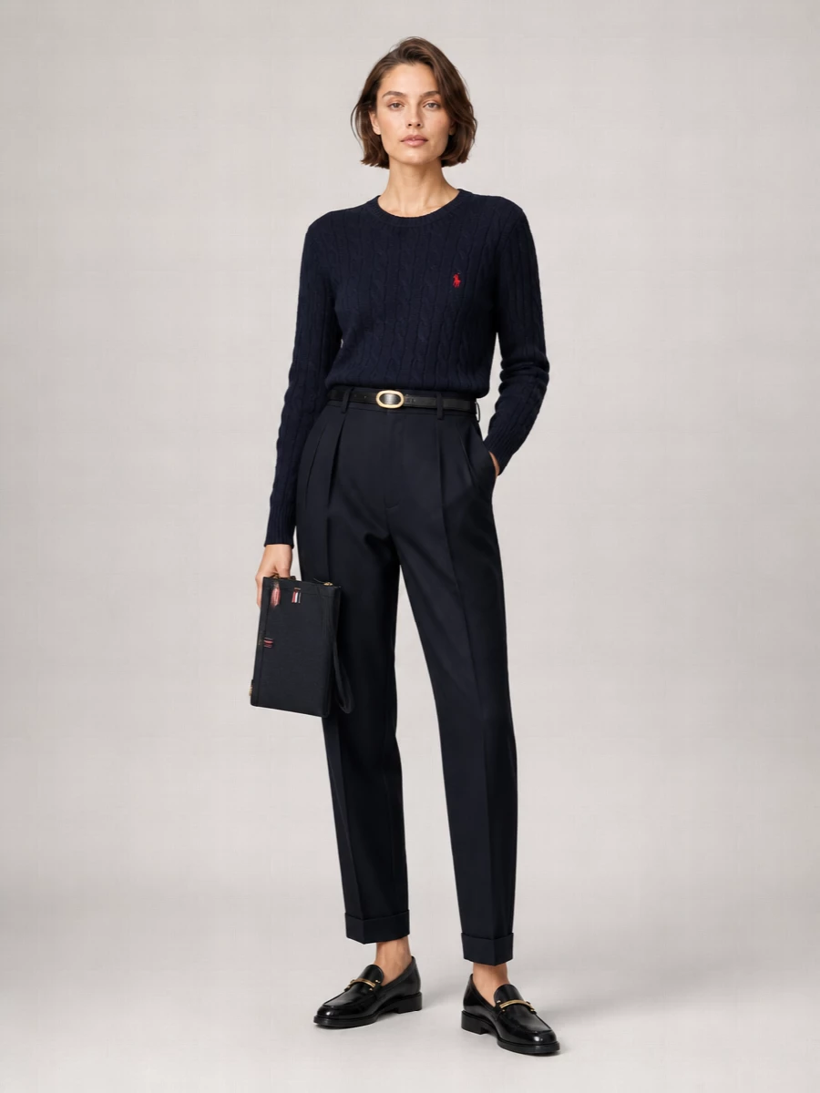 Polo Ralph Lauren Wool Mid-Rise Wide-Leg Tailored Trousers