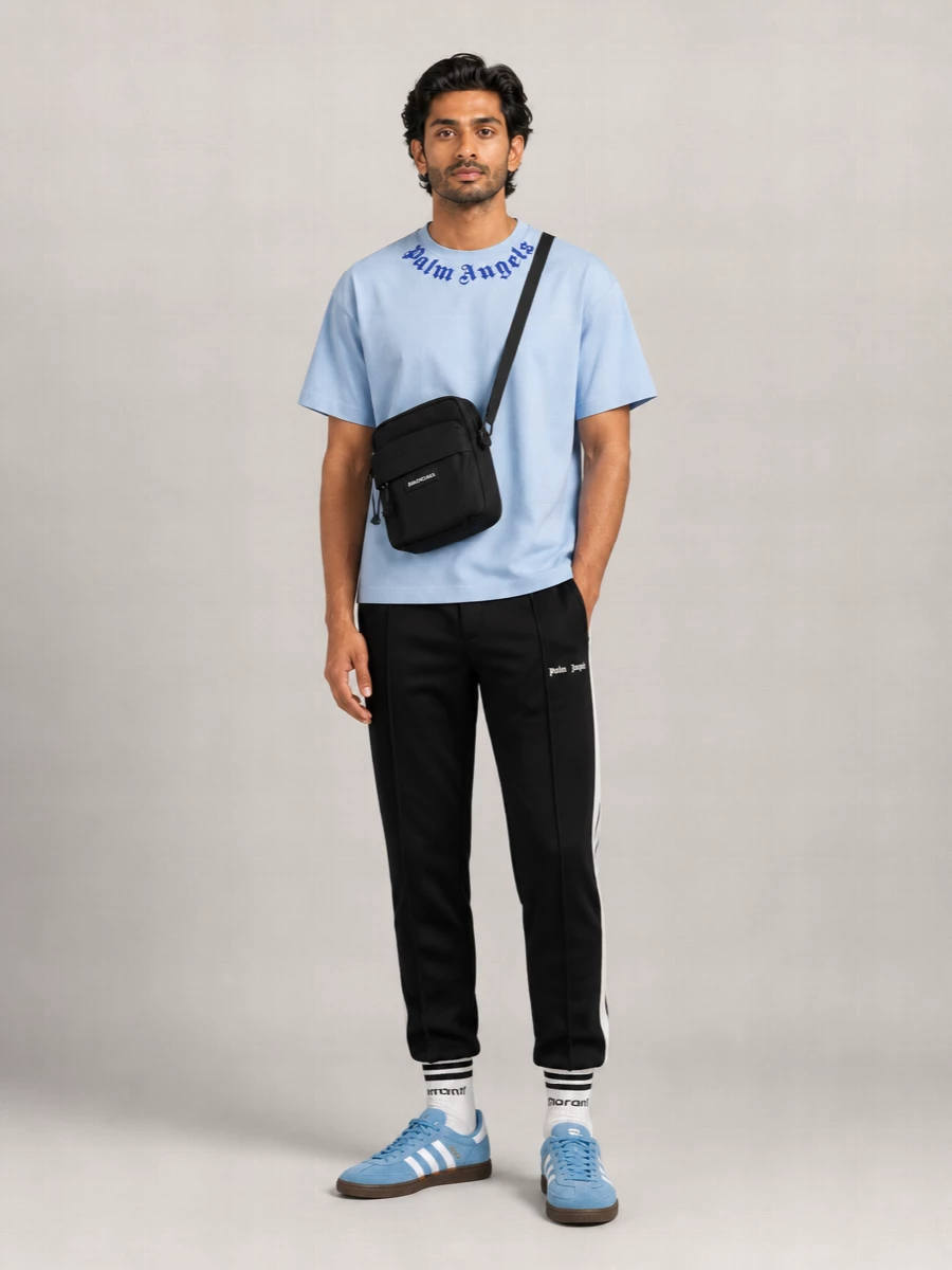 Palm Angels Cotton Logo Print Regular Fit T Shirt