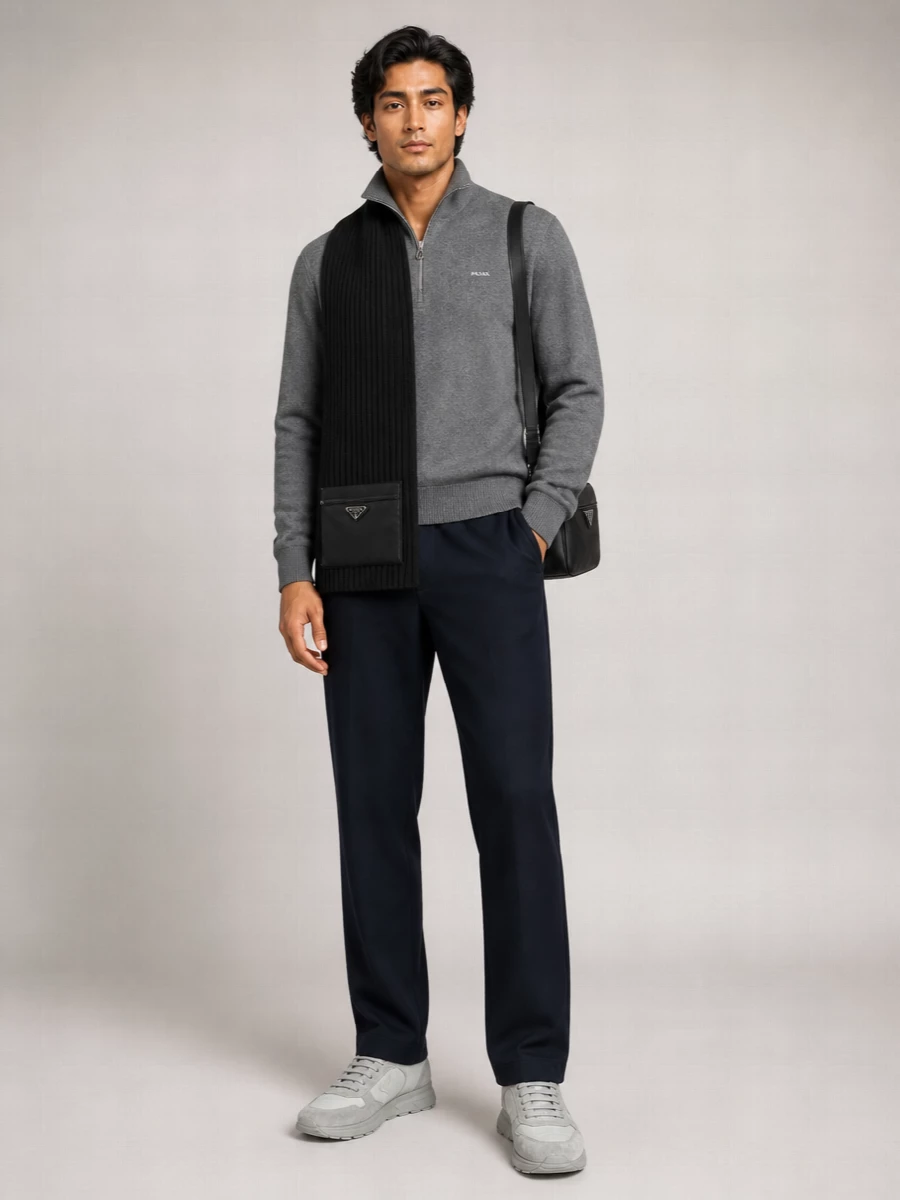 Prada Sneakers Grey Polyamide Suede Accents