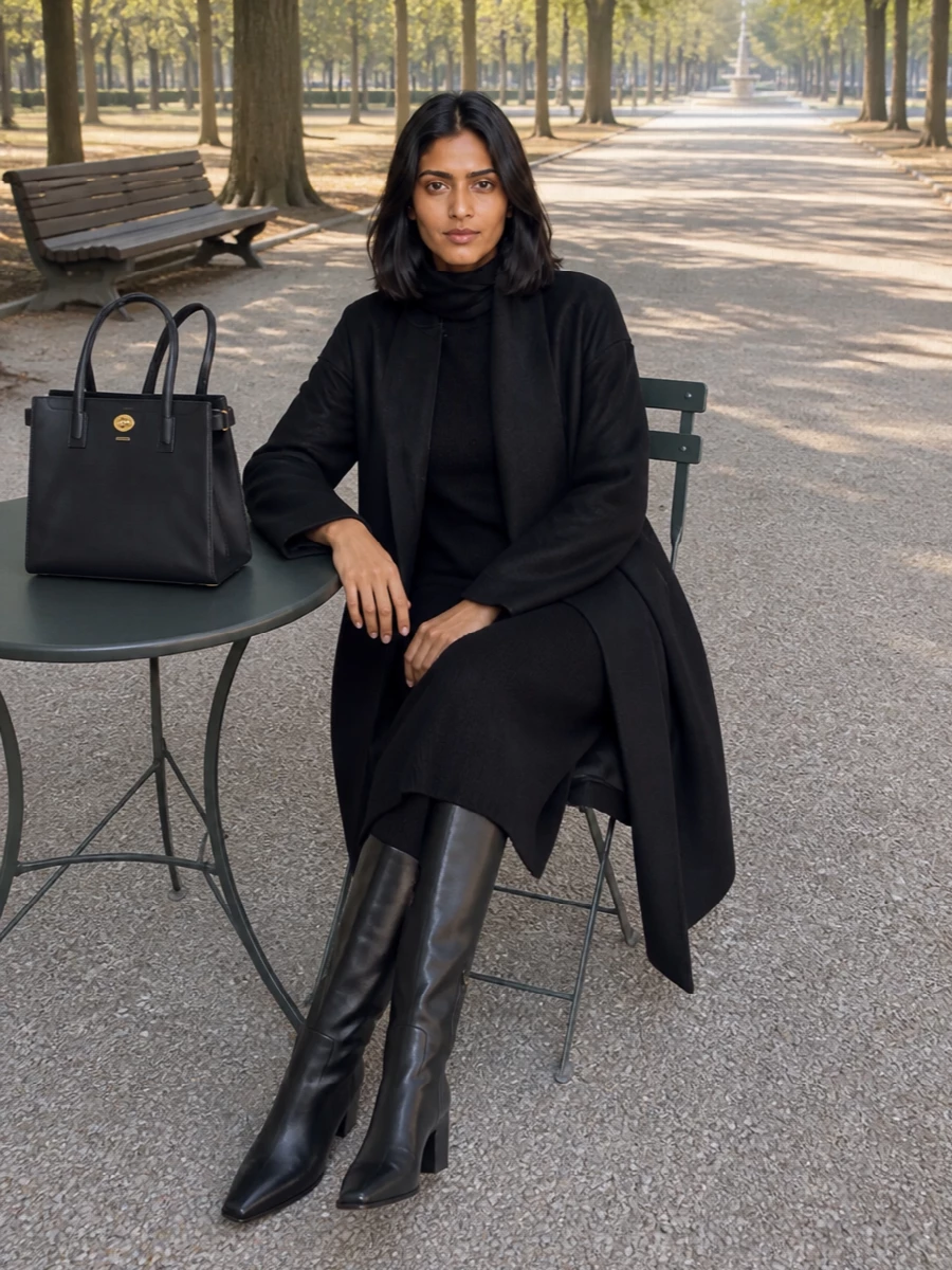 Parosh black knit midi dress harris wharf coat