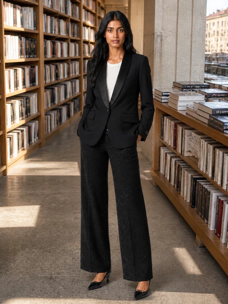 Ermanno firenze tux blazer sequin wide leg trousers