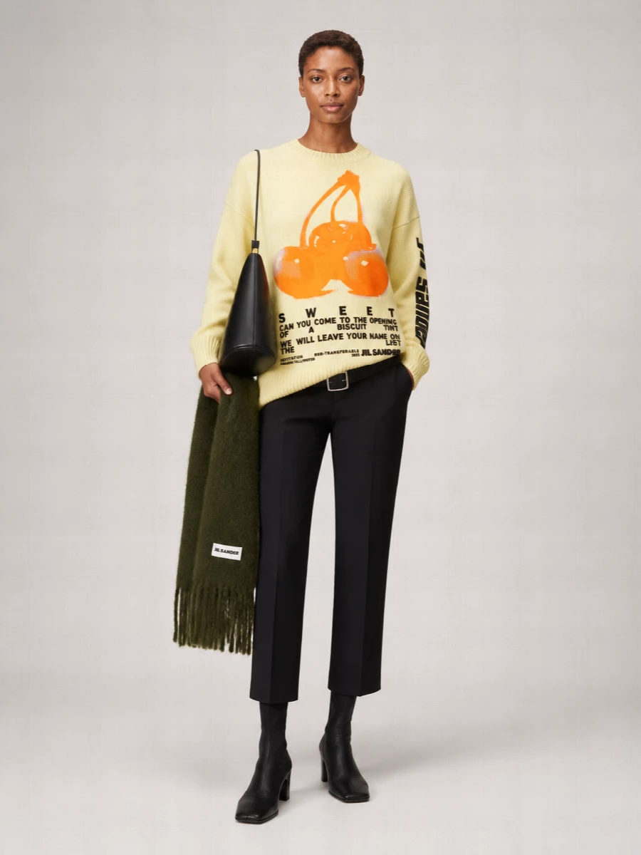 Jil Sander Wool Oversized Logo-Print Jumper