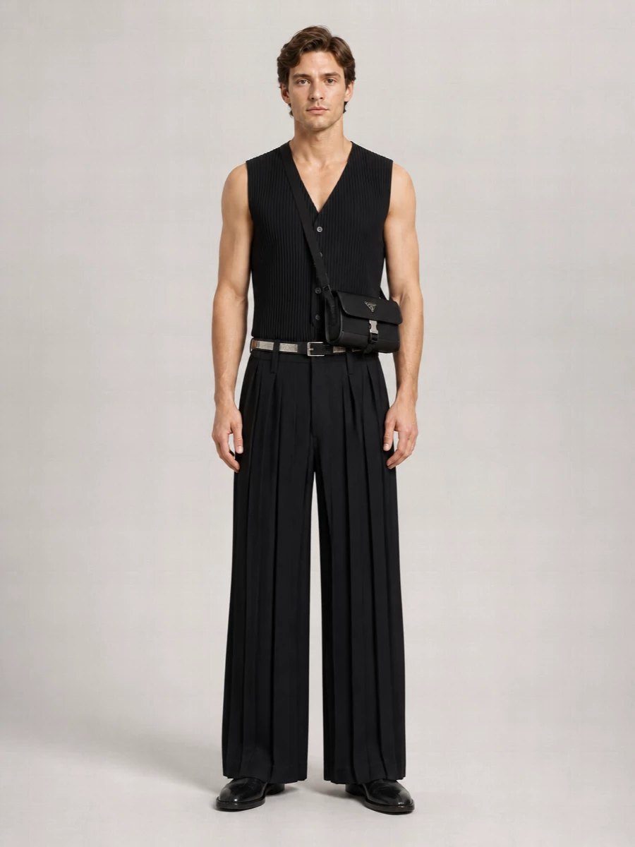 Homme Plisse Issey Miyake Pleated Wide-Leg Trousers