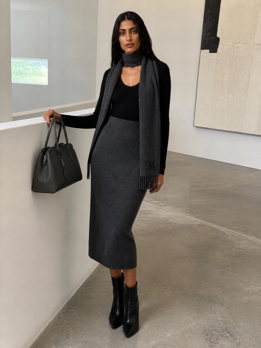 Stella mccartney charcoal skirt black ankle boots