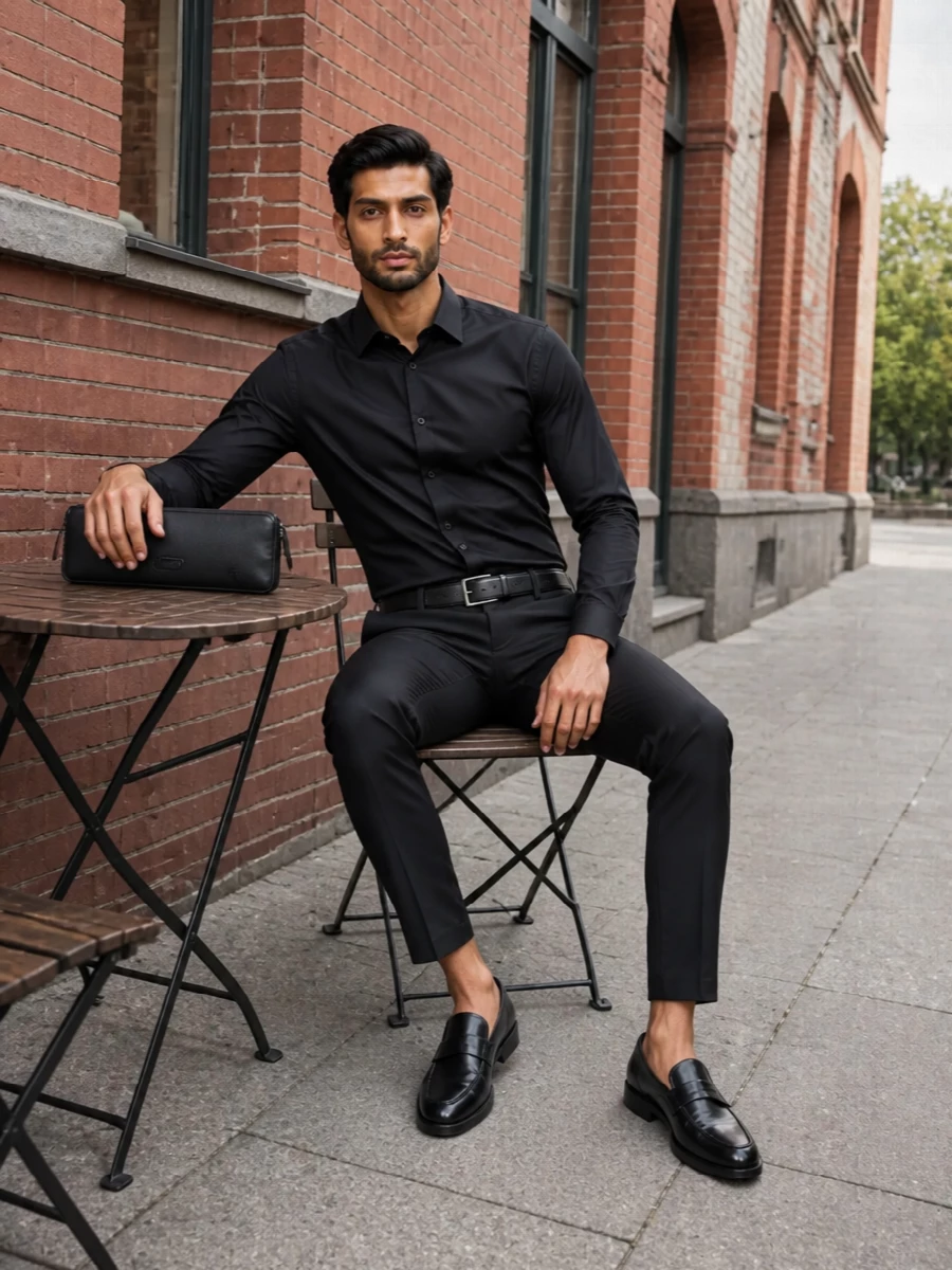 Dolce gabbana black shirt tailored trousers