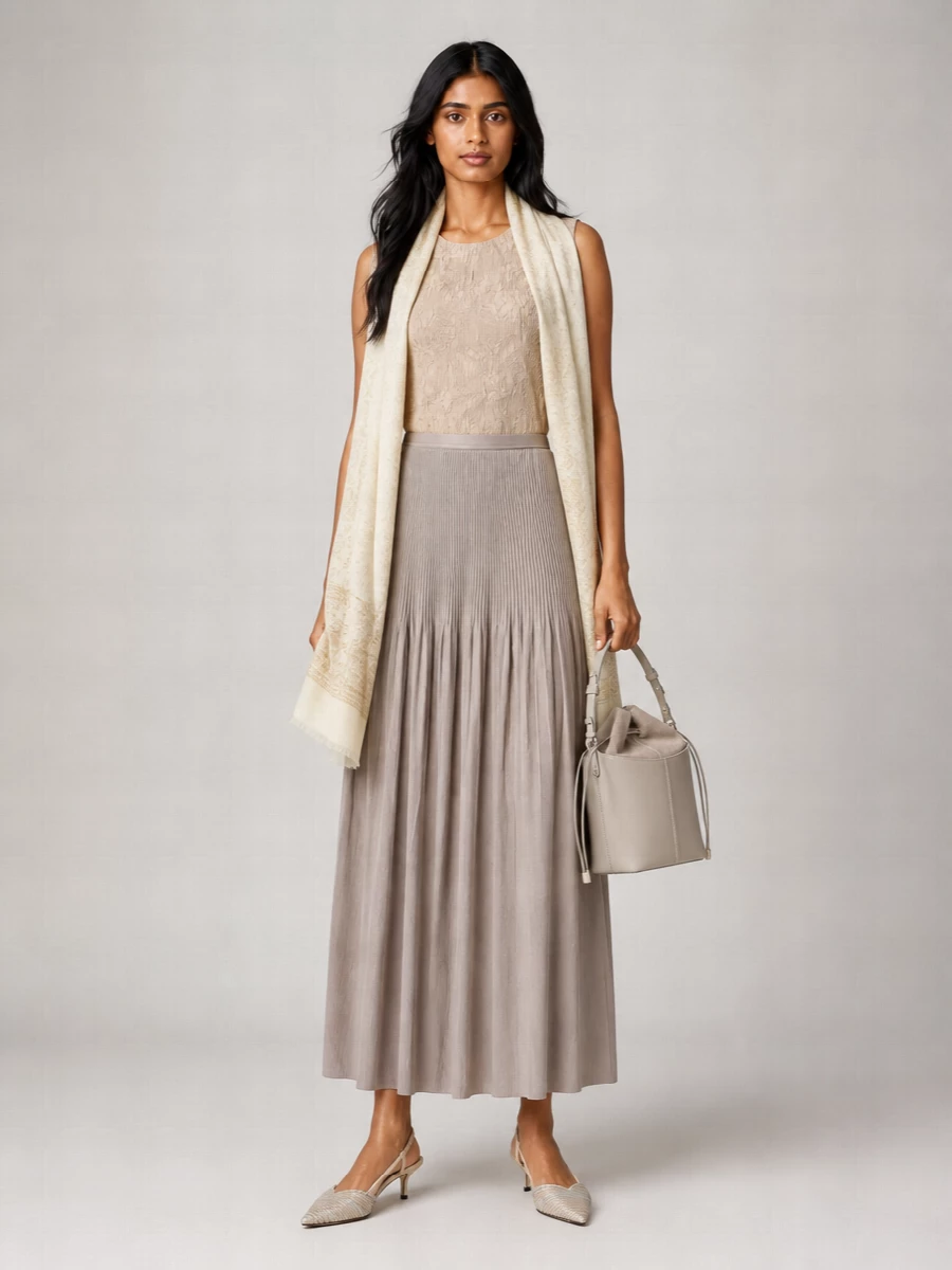 Giorgio Armani Viscose Pleated Midi Skirt