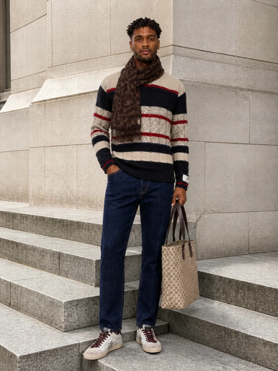 Golden goose sweater gucci dark jeans tote
