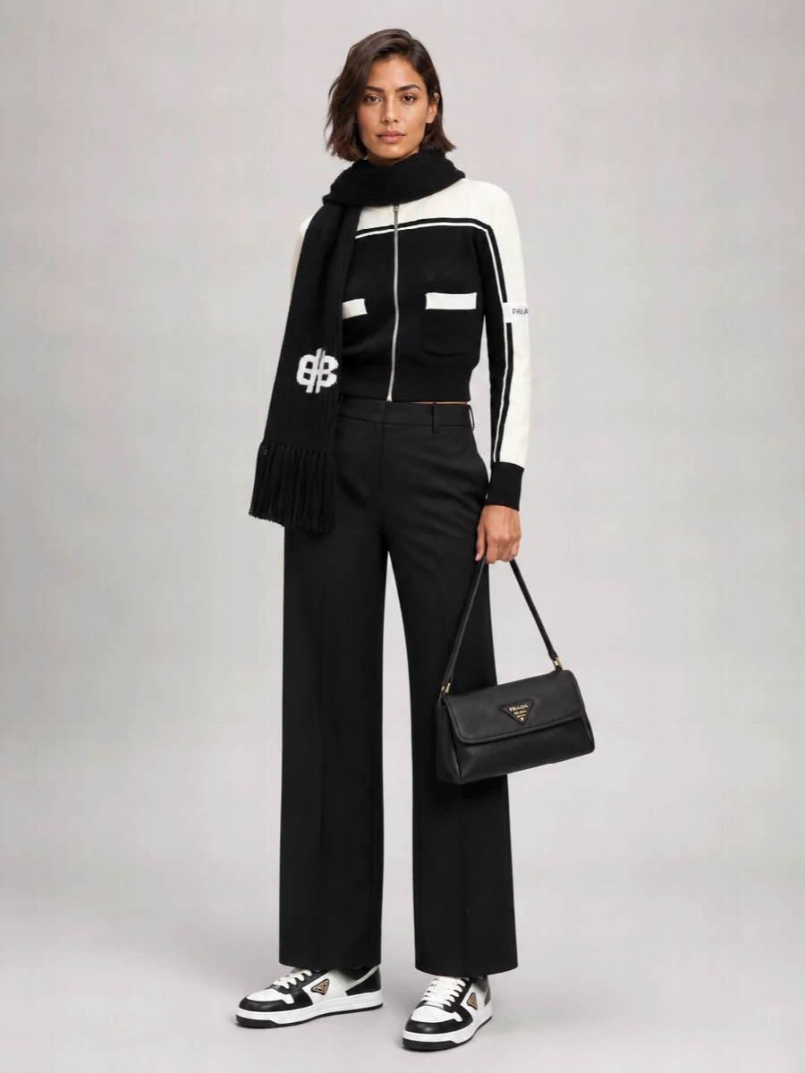 Palm Angels Wool Ribbed Zip Cardigan
