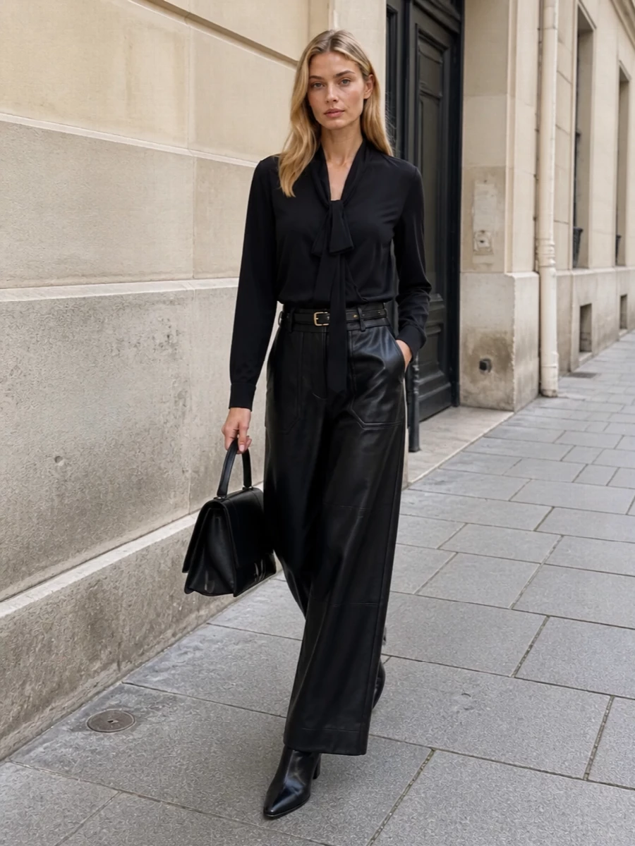 Sportmax bow blouse wide leg trousers outfit