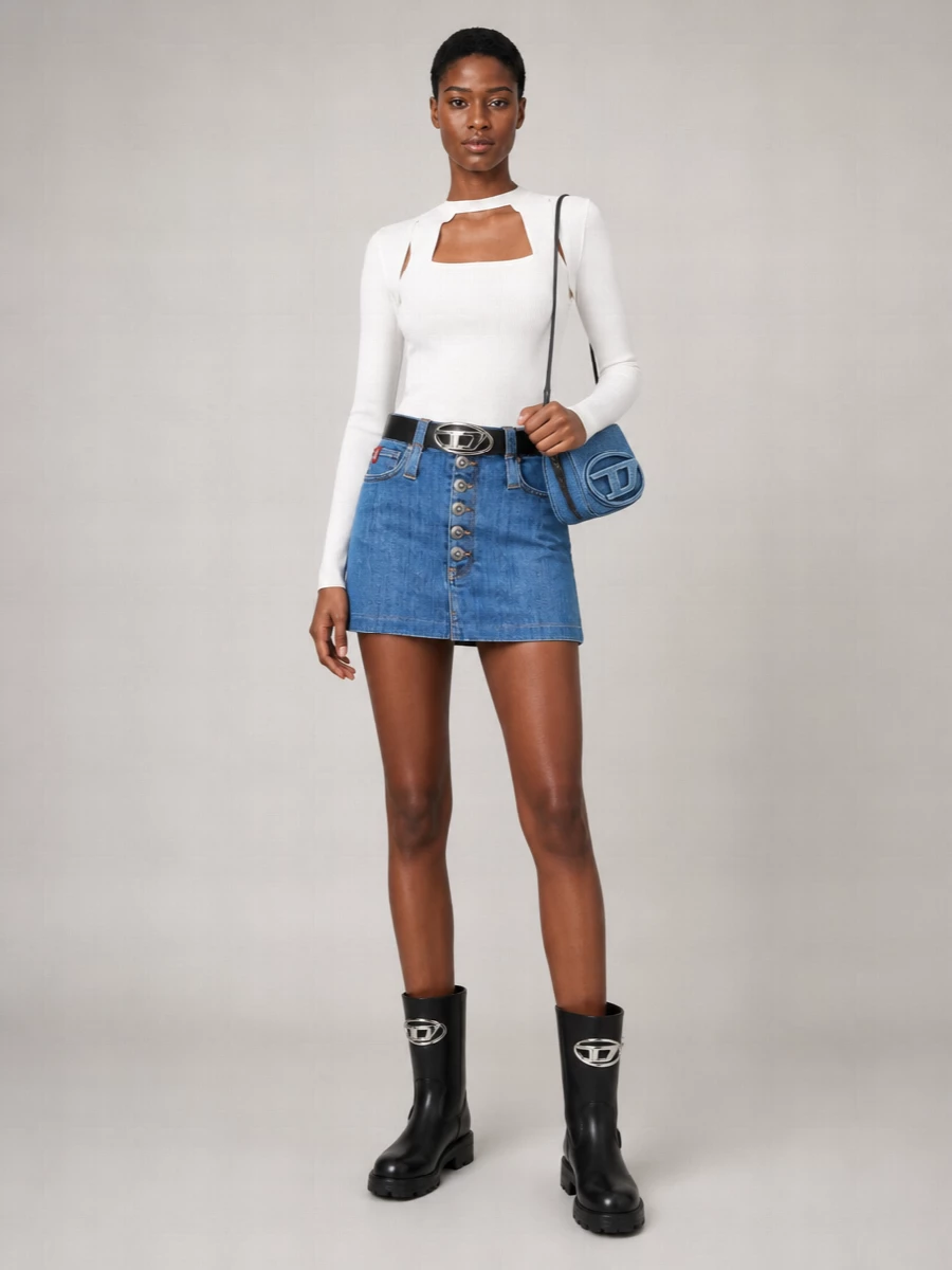 Diesel Calf Leather Logo-Buckle Belt