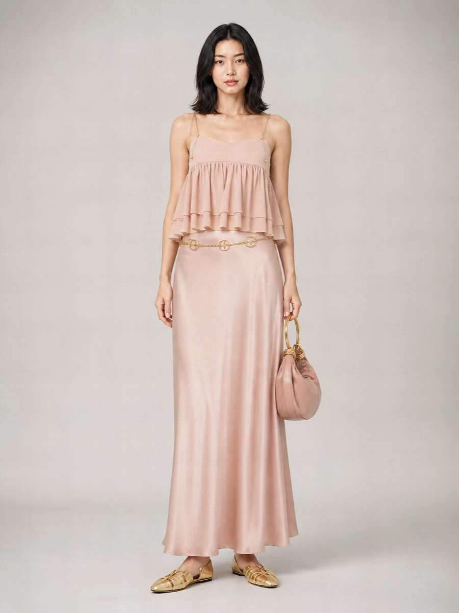 Chloé Silk Sleeveless Ruffled Cropped Top