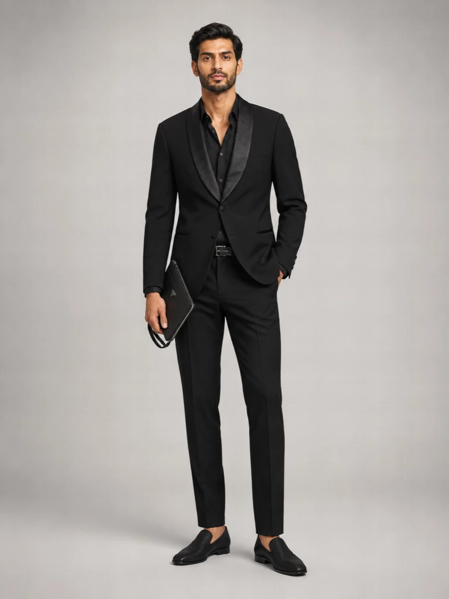 Emporio Armani Wool Slim-Fit Single-Breasted Shawl-Lapel Tuxedo Suit