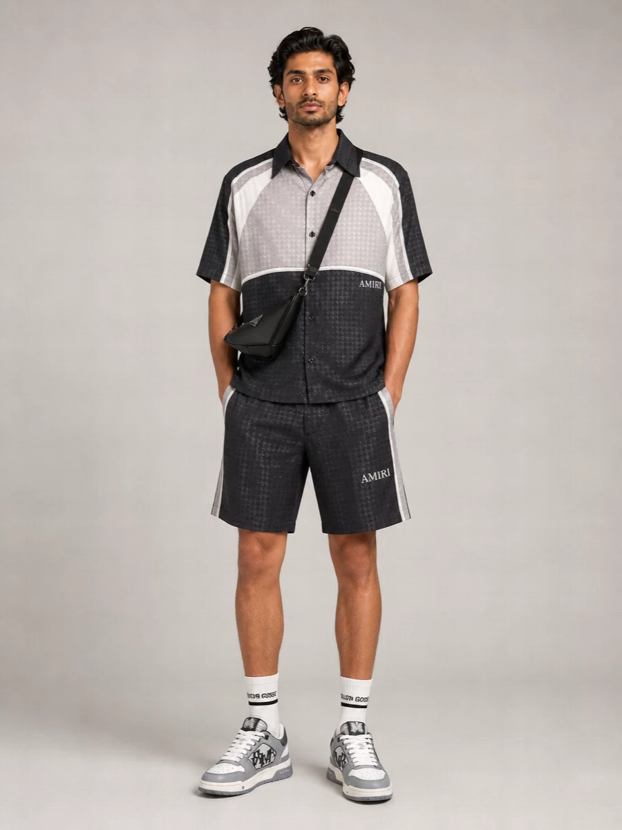 Amiri Logo Print Viscose Deck Shorts