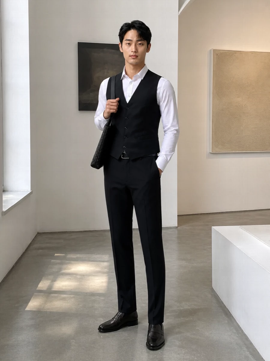 Dolce gabbana black waistcoat tux trousers outfit