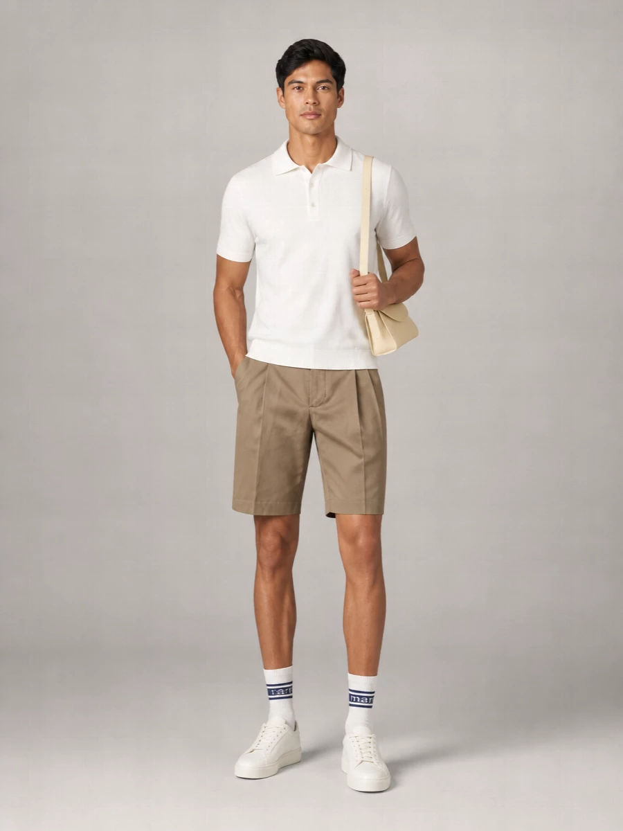 Ami Paris Silk Virgin Wool Short-Sleeve Polo Shirt