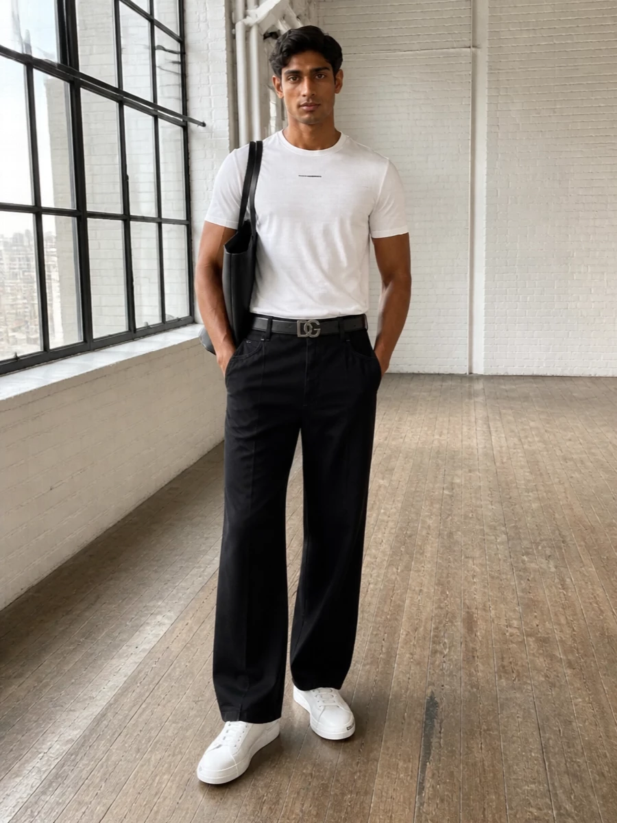 Dolce gabbana mens black trousers white tee