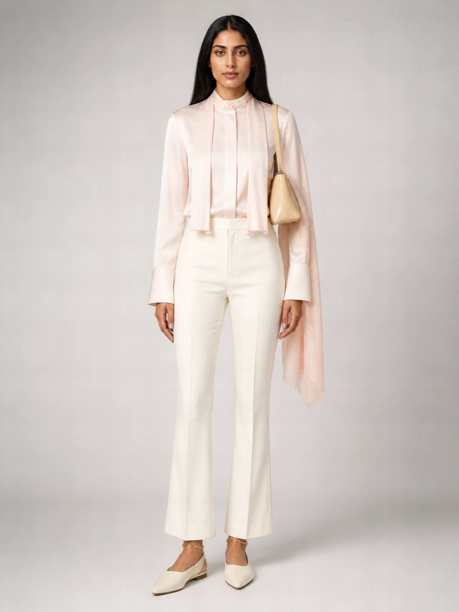 Jil Sander Fiocco Acetate Viscose Draped Long Sleeve Shirt