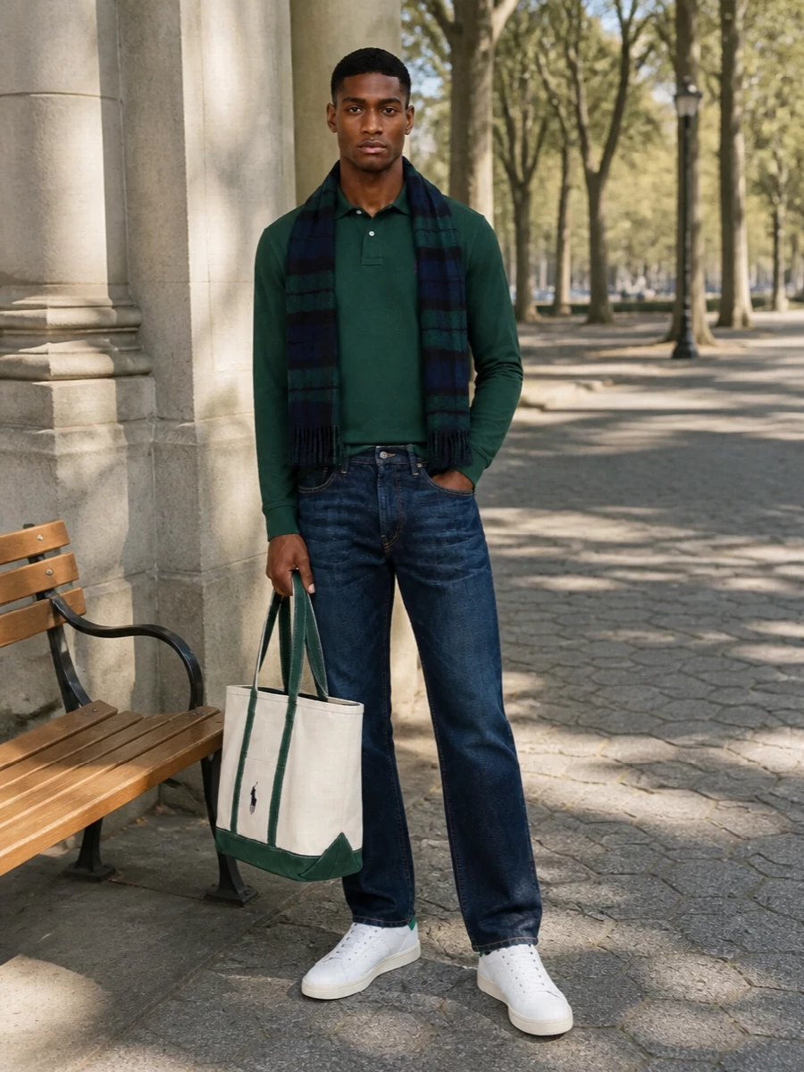 Polo ralph lauren green polo dark jeans stan smith