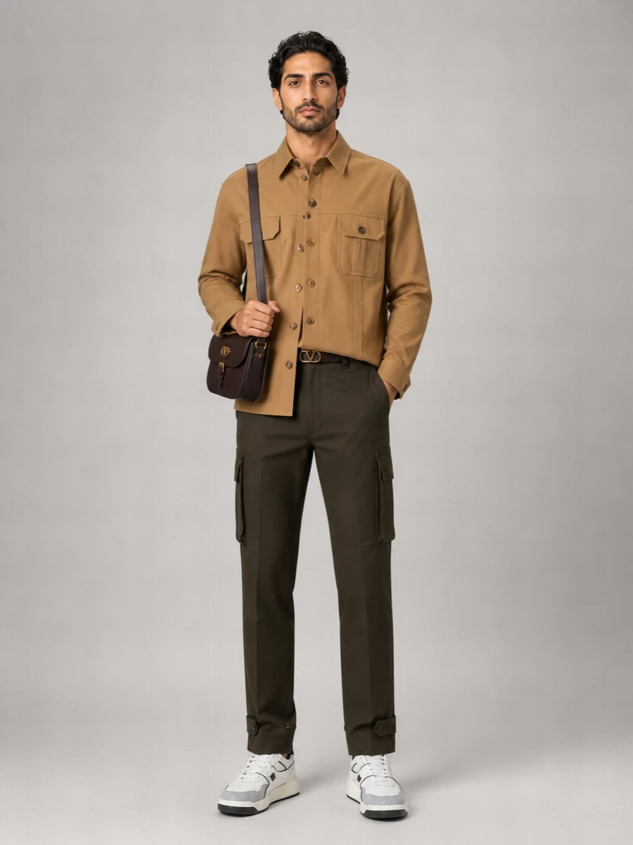 Valentino Cotton Wide-Leg Cargo Trousers