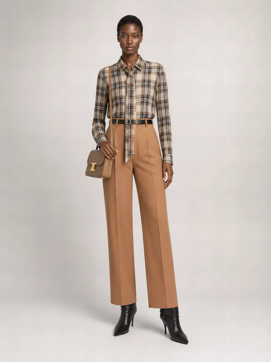 Saint Laurent Checked Bow Shirt