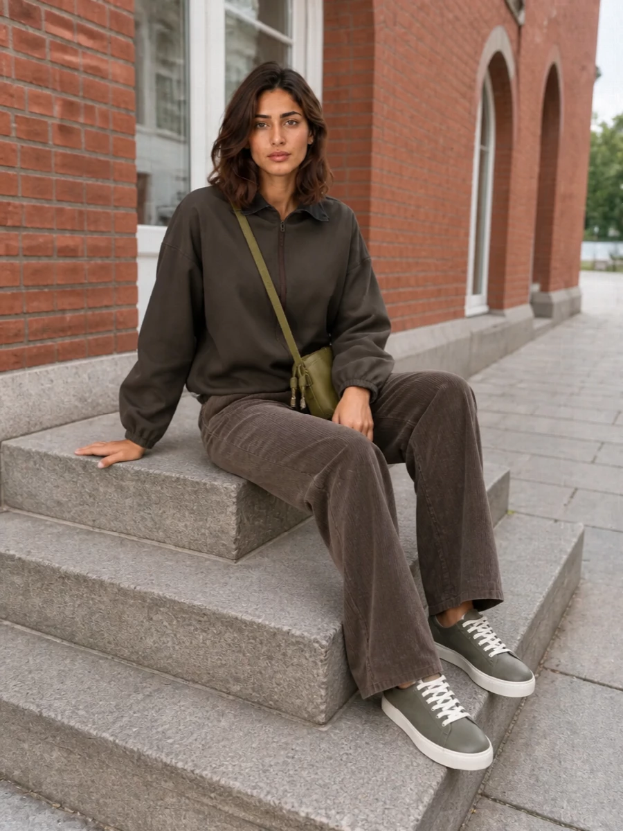 Alysi brown pullover wide leg trousers outfit