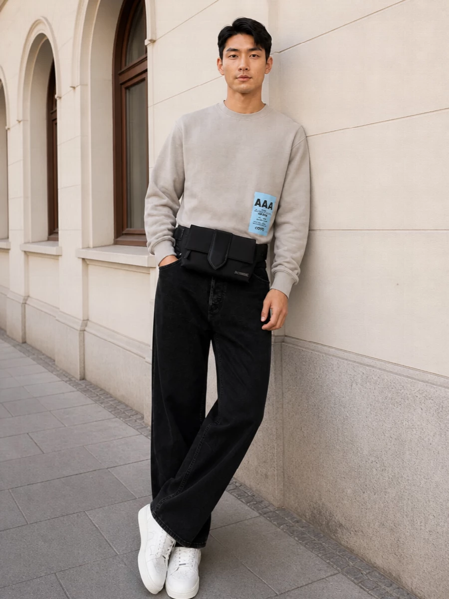 Ambush sweatshirt wide leg jeans amiri sneakers