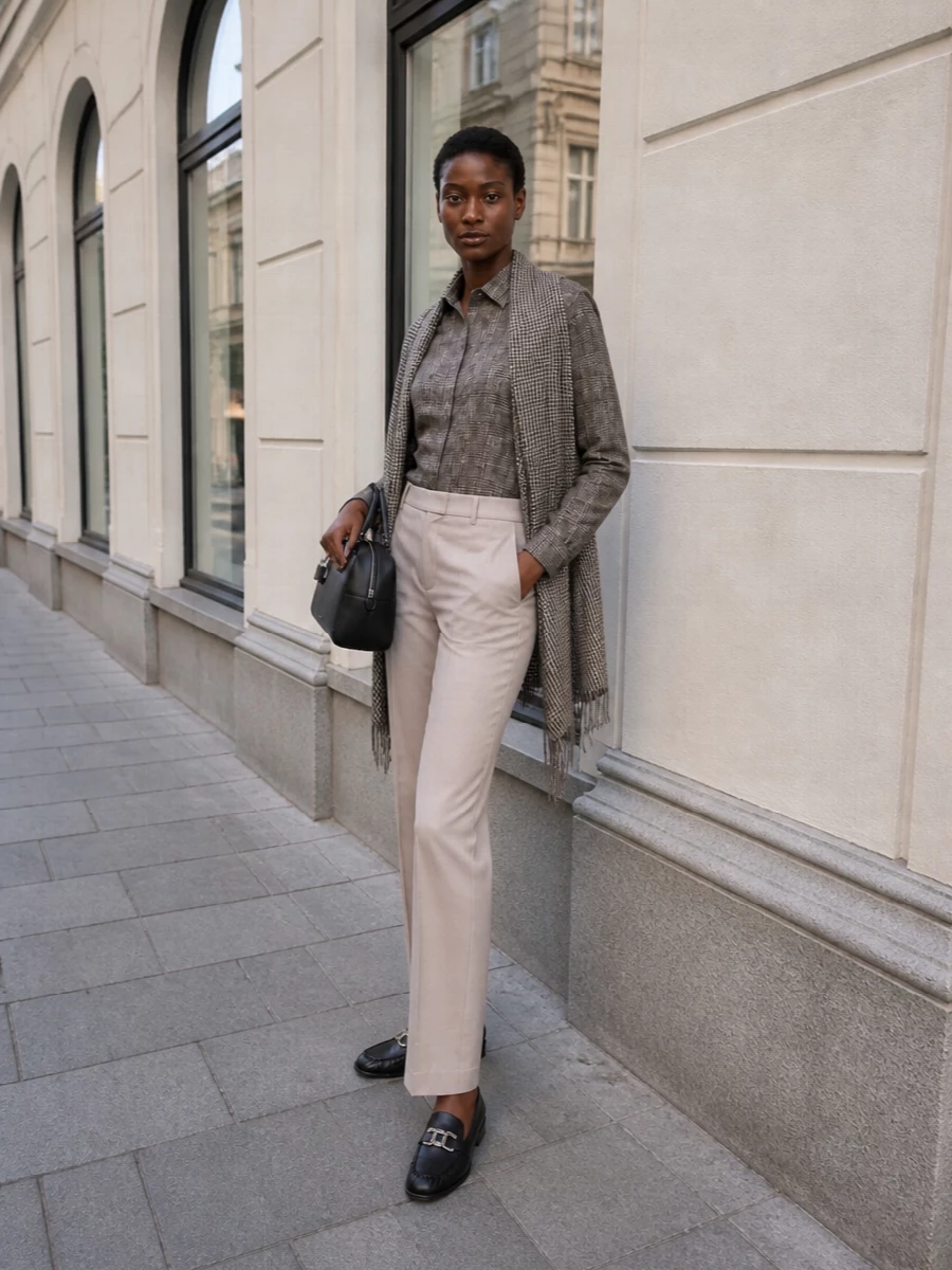 Ermanno scervino check shirt beige trousers