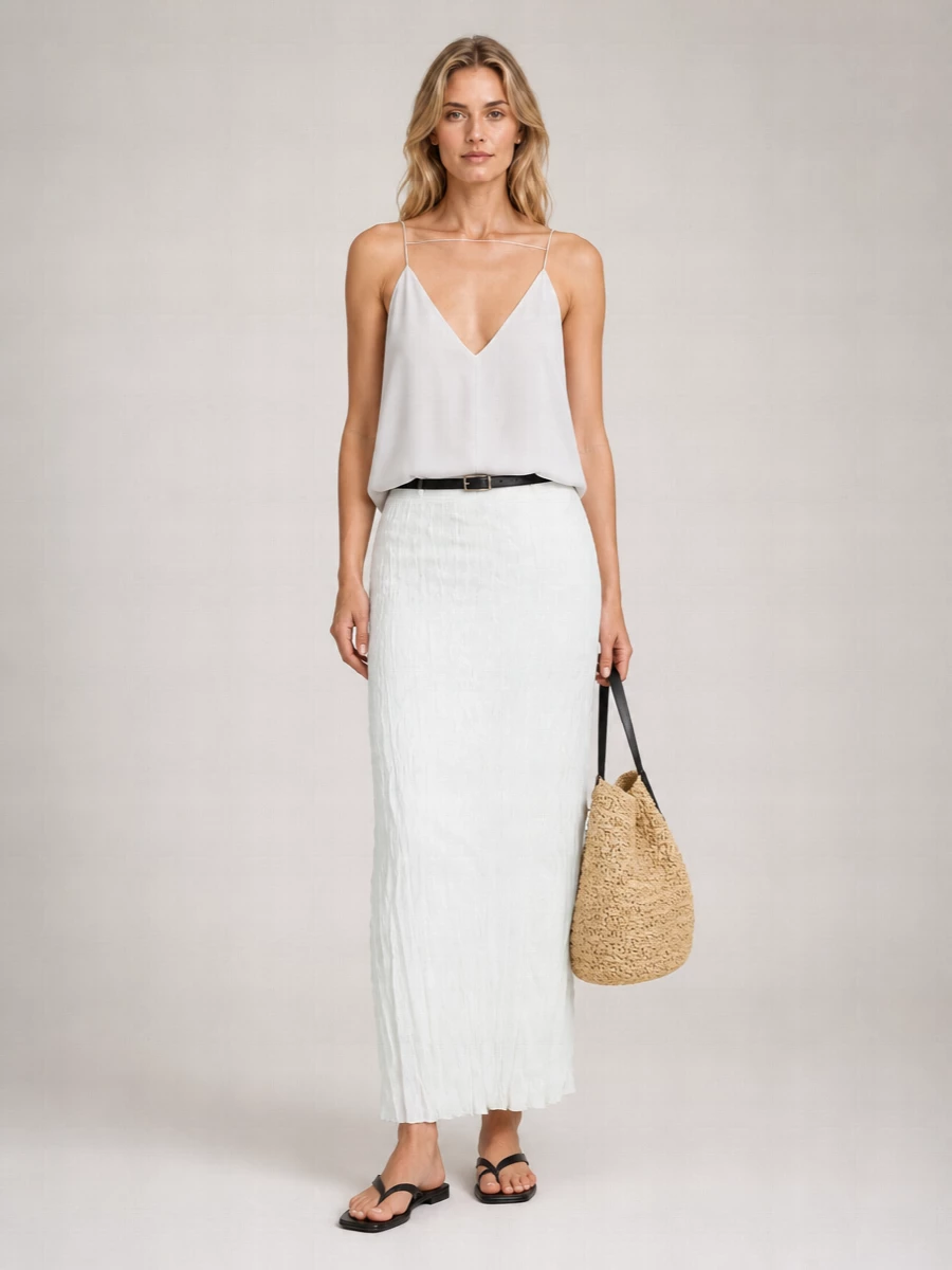 Totême Crinkled Knit Midi Skirt