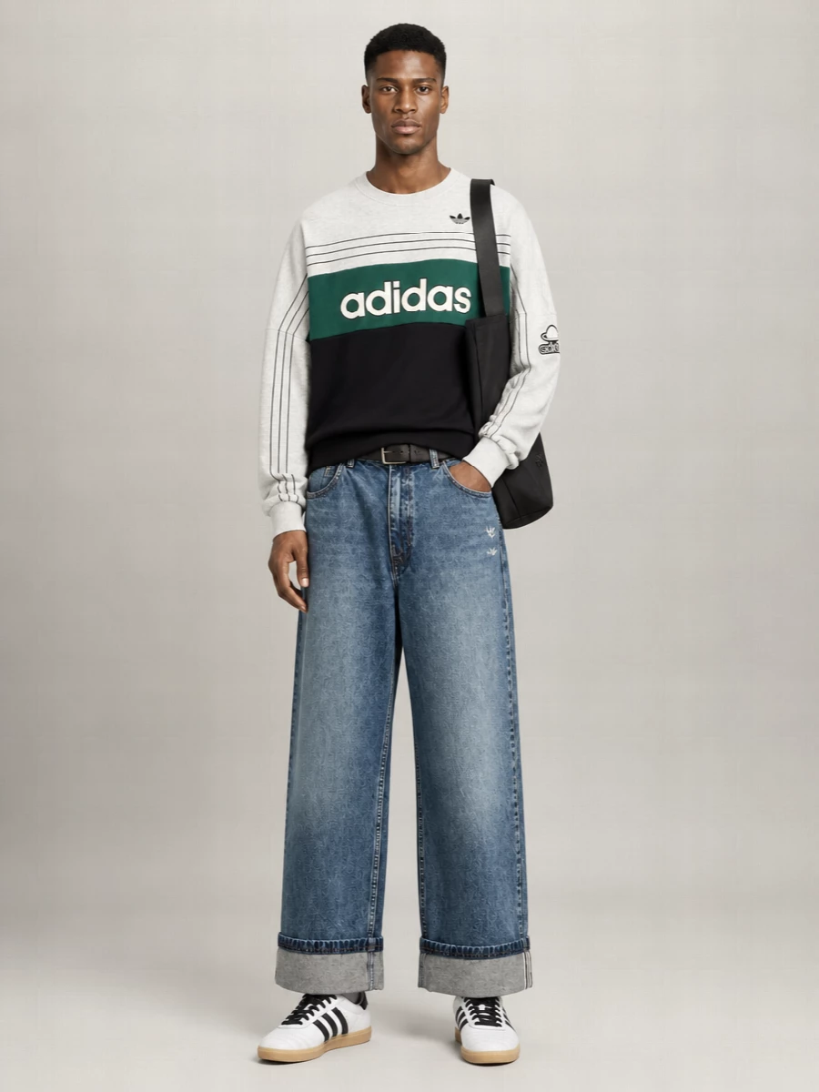 Adidas denim straight-leg jeans