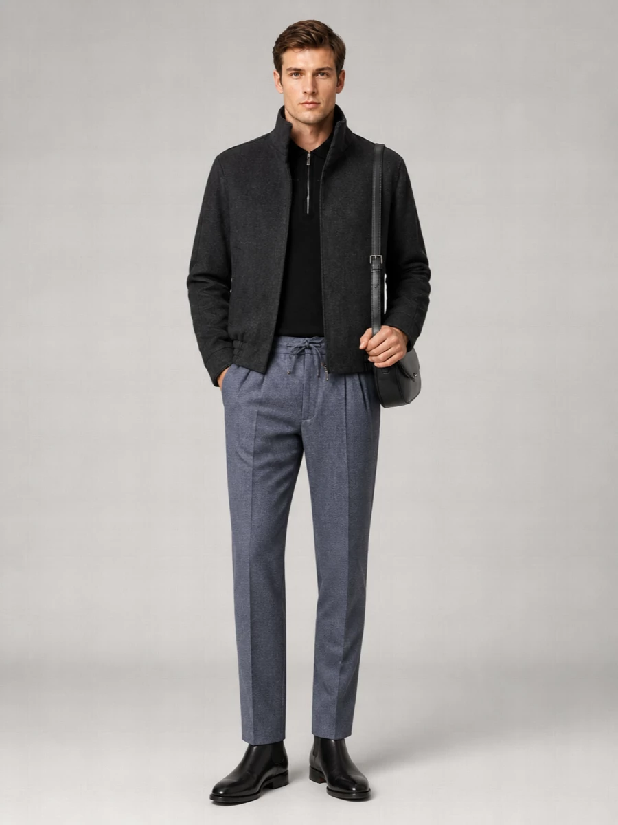 Lardini Wool Padded Bomber Jacket